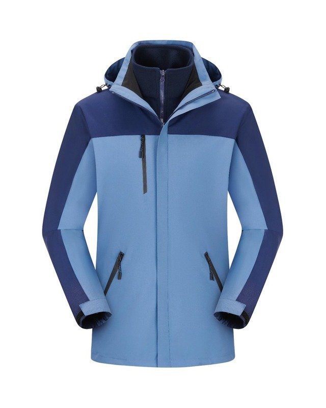 Y082408 Couple Fleece-Lined Hardshell in Light Blue / Navy