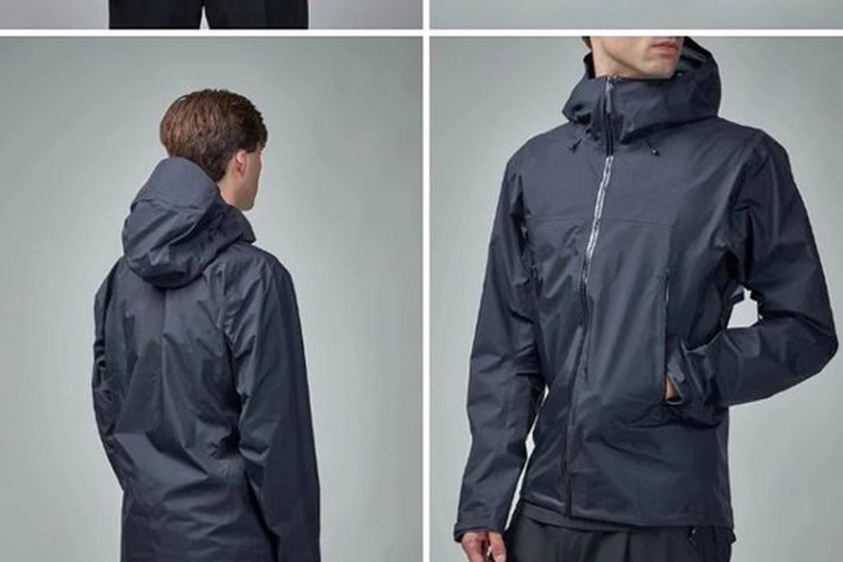 Navy hardshell jacket shown from six angles - How Waterproof Should a Private-Label Rain Jacket Be? (OEM Spec Guide)