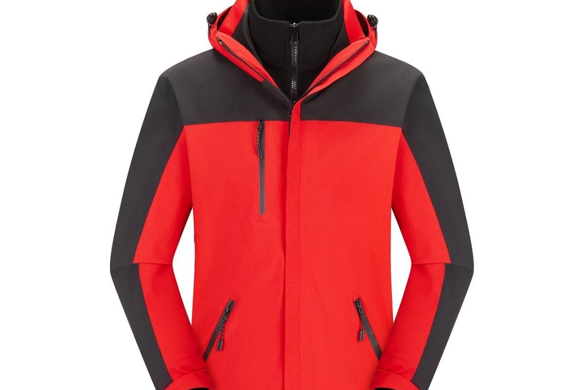 Red and black 3-in-1 ski jacket, front view - Ski Jacket Waterproof Rating: What to Spec for Snow