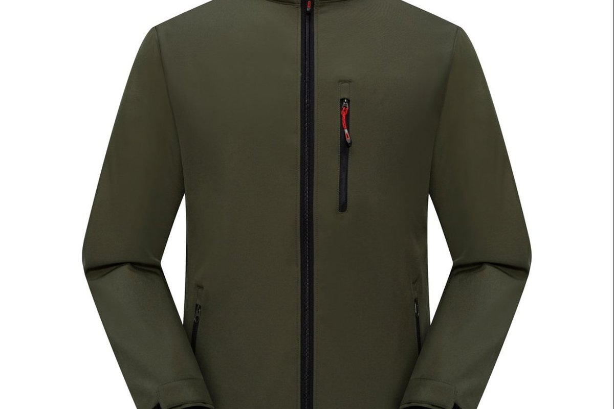 Olive stand-collar softshell jacket, front view - Waterproof Rating Explained for Custom Softshell Jackets