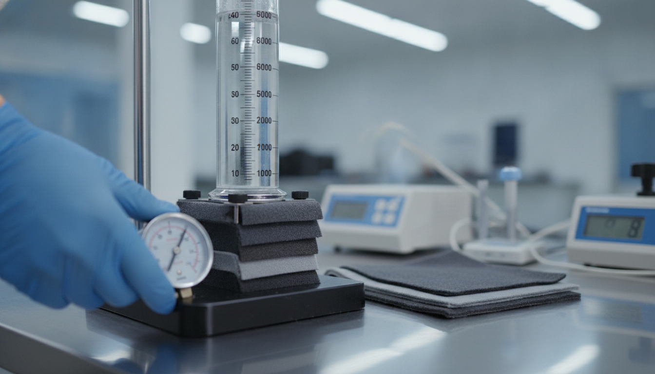 Hydrostatic head testing of stretch softshell jacket fabric in textile lab