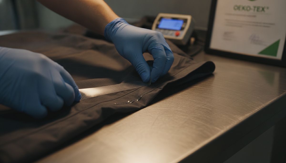 Windbreaker seam-tape quality inspection with water-column testing equipment